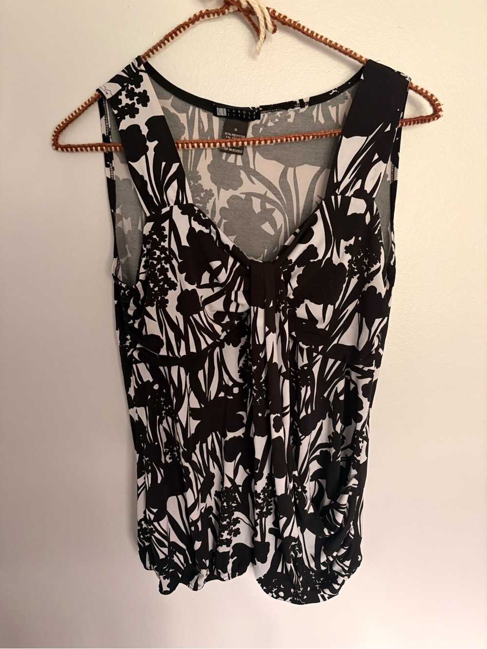 Carole Little Black and White Floral Sleeveless Tank